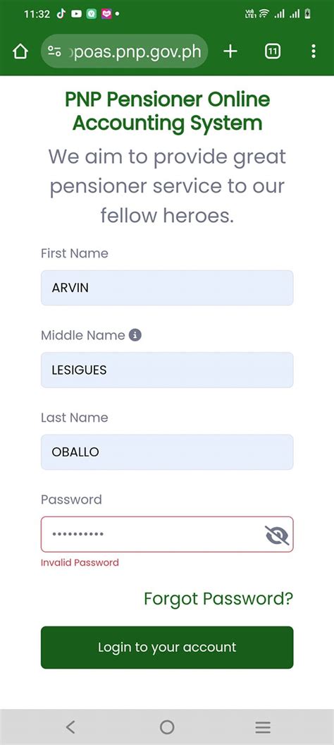 prbs pensioner online accounting system login password